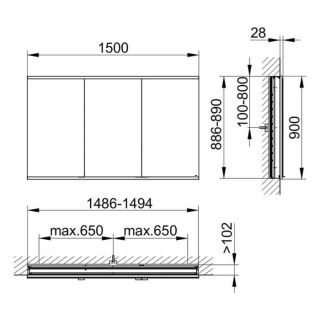Зеркальный шкаф Keuco Royal Modular 800300151000000 150 см